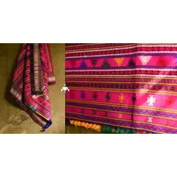 Winter Hop | Full Bharat Shawl { Dhabro ❅ woollen } - Fluorescent Pink